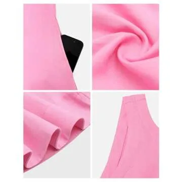 Stylish VIUTIL Women's Linen Mini Dress Low Back Casual