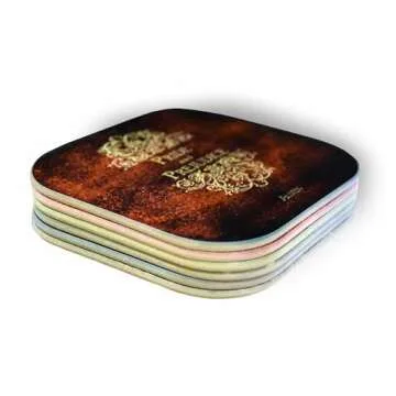 Jane Austen 6 Piece Wood Coaster Set for Book Lovers