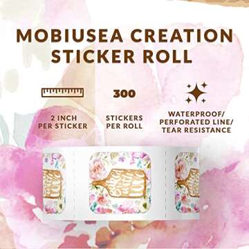 Elegant Floral Baking Labels, 300 Waterproof Stickers