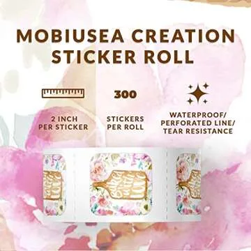 Elegant Floral Baking Labels, 300 Waterproof Stickers