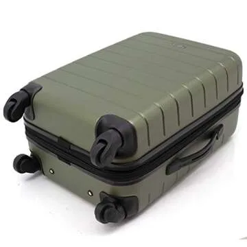 Wrangler Smart Luggage Set with Cup Holder and USB Port, Olive Green, 20-Inch Carry-On