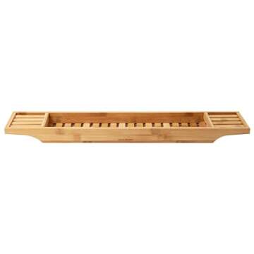Mind Reader Bathtub Tray, Shower Organizer, Bathroom Accessory, Wood Tray, Rayon from Bamboo, 27.5" L x 5.75" Wx 1.75" H, Brown