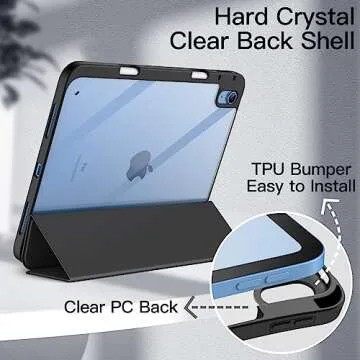 JETech iPad Case with Pencil Holder and Clear Back Shell