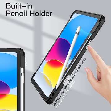 JETech iPad Case with Pencil Holder and Clear Back Shell