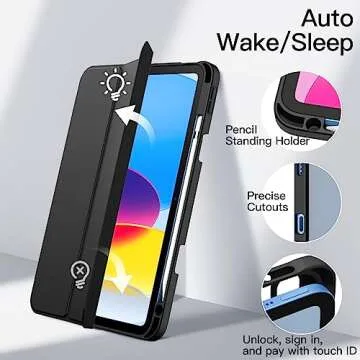 JETech iPad Case with Pencil Holder and Clear Back Shell