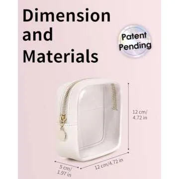 Wandering Nature Clear Makeup Bag for Purse Mini Make up Bag Cute Cosmetic Pouch for Women with Slip-in Pockets Travel Toiletry Essentials Vegan Leather Organizer Pouch,Patent Pending