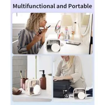 Wandering Nature Clear Makeup Bag for Purse Mini Make up Bag Cute Cosmetic Pouch for Women with Slip-in Pockets Travel Toiletry Essentials Vegan Leather Organizer Pouch,Patent Pending