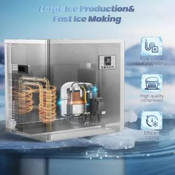 Mojgar Commercial Ice Maker: 550Lbs Daily Capacity, Fast Ice Production, 360Lbs Storage