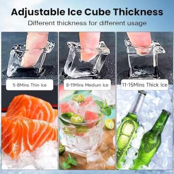 Commercial 550Lbs/24H Ice Maker Machine,Ice Ready in 5-15 min,360Lbs Large Storage,1033W Stainless Steel Electric Cube Ice Machine with Water line Hook up,12 Steps Ice Thicknesses Adjustable