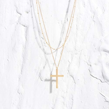 MEVECCO Gold Layered Cross Necklace 18K Gold Plated