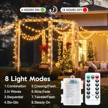 Battery Operated Fairy Lights, 2 Pack 20 FT 240LED Twinkle Firecracker String Lights with Remote for...