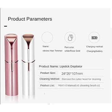 Bikurpia Women's Facial Hair Remover, Waterproof Shaver Razor, LED Light, Face, Bikini, Peach Fuzz, Upper Mustache, Lip, Chin (White)