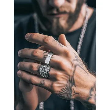 Stylish 7mm Wide Geometric Stainless Steel Ring for Everyone