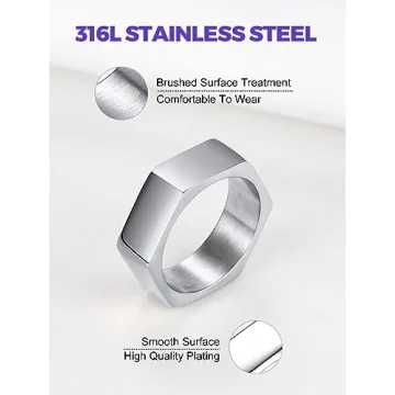 Stylish 7mm Wide Geometric Stainless Steel Ring for Everyone
