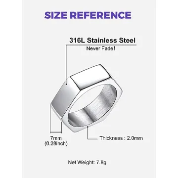 Stylish 7mm Wide Geometric Stainless Steel Ring for Everyone