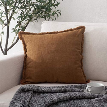 ATLINIA Linen Decorative Throw Pillow Cover - 20' Fringed
