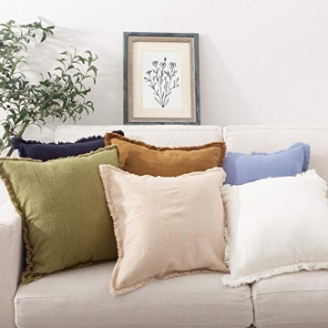 ATLINIA Linen Decorative Throw Pillow Cover - 20' Fringed