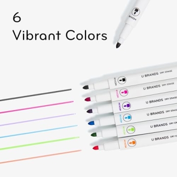 Vibrant U Brands Fine Tip Dry Erase Markers Set of 6