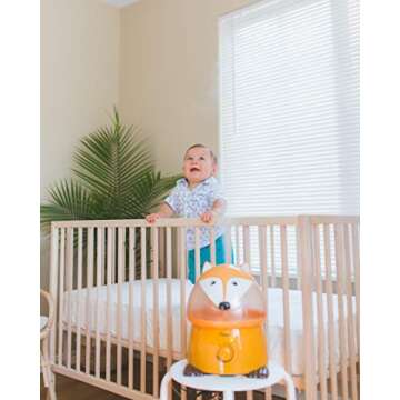 Crane Adorables Ultrasonic Humidifiers for Bedroom and Baby Nursery, 1 Gallon Cool Mist Air Humidifier for Large Room or Kid's Room, Humidifier Filters Optional, Fox