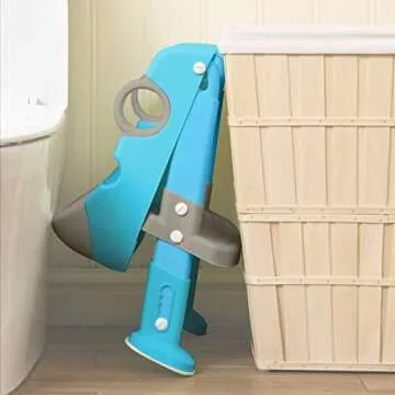 Potty Training Seat with Ladder for Toddler and Kids,Wiifo Sturdy Potty Ladder with Soft Cushion and Splash Guard for Toddler Boys and Girls,Foldable Toddler Toilet Training Seat(Grey Blue)