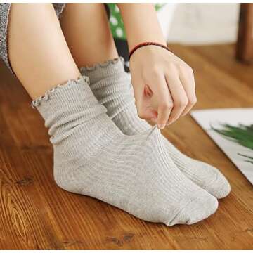 FITU Women's Lace Trim Boot Socks – Comfort & Style