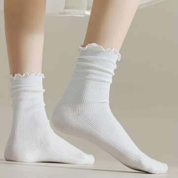 FITU Women's Lace Trim Boot Socks – Comfort & Style