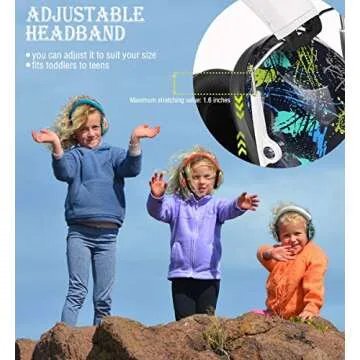 PROHEAR 032 Kids Ear Protection Safety Ear Muffs, NRR 25dB Noise Reduction Childrens Earmuffs, Adjustable Headband Hearing Protectors for Sports Events, Concerts, Racing, Airports - Graffiti Pattern