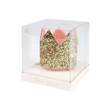 Meri Meri Mini Gold Glitter Crown Hair Clip (Pack of 1)