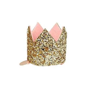 Meri Meri Mini Gold Glitter Crown Hair Clip (Pack of 1)