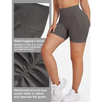 YEOREO Dora Seamless Scrunch Workout Shorts for Women High Waisted Butt Lifting Gym Yoga Biker Shorts Deep Taupe S