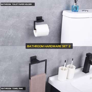 GERZ Bathroom Hardware Accessories Sets SUS304 Stainless Steel Bath Shower Set 2-Pieces(Toilet Paper...
