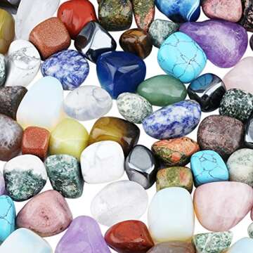 mookaitedecor 1lb Tumbled Stones Polished Crystals Healing, Reiki, Chakra & Wicca,Assorted Stones