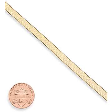 Miabella 18K Gold Over 925 Sterling Silver Italian Solid 4.5mm Flexible Flat Herringbone Link Chain ...