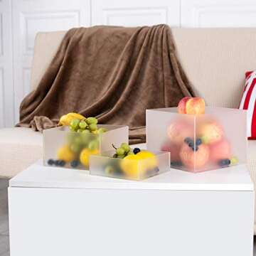 Red Co. Set of 3 Frosted White Acrylic Cube Display Nesting Risers with Hollow Bottoms, Semi Transparent