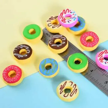 Cute 3D Donut Erasers for Kids - 24 Pack