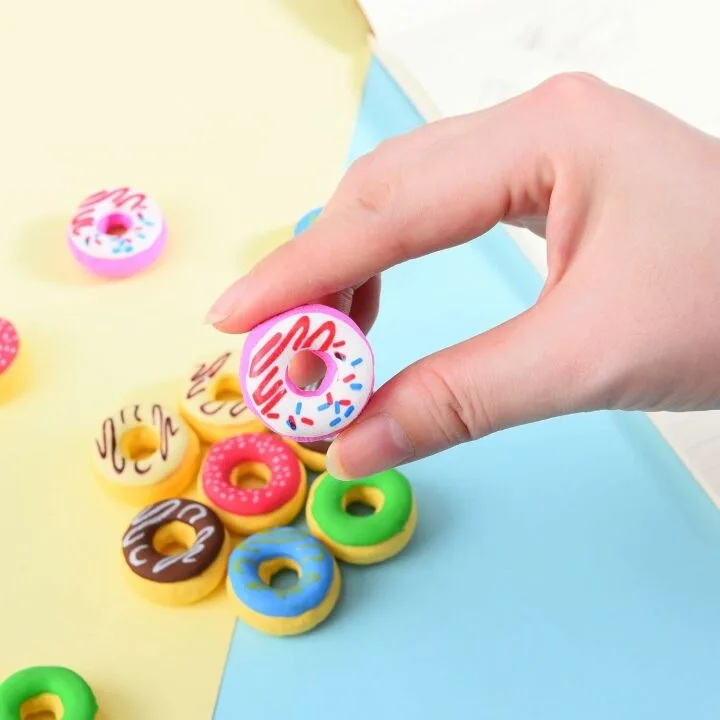 Cute 3D Donut Erasers for Kids - 24 Pack