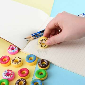 Cute 3D Donut Erasers for Kids - 24 Pack