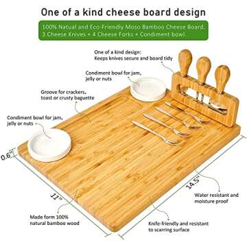 ROYAMY Bamboo Cheese Board Set for All Occasions