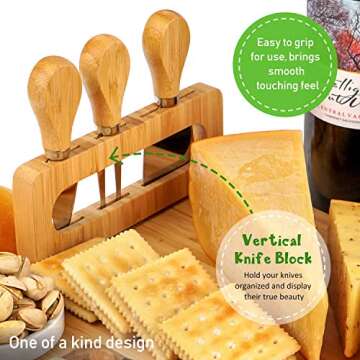 ROYAMY Bamboo Cheese Board Set for All Occasions
