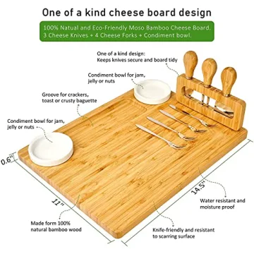 ROYAMY Bamboo Cheese Board Set for All Occasions