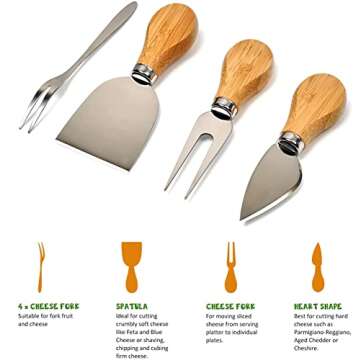 ROYAMY Bamboo Cheese Board Set for All Occasions