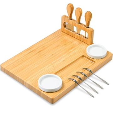 ROYAMY Bamboo Cheese Board Set for All Occasions