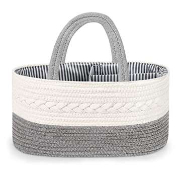 Maliton Diaper Caddy Organizer for Baby Boy- Cotton Rope for Changing Table, Nursery Storage, Newbor...
