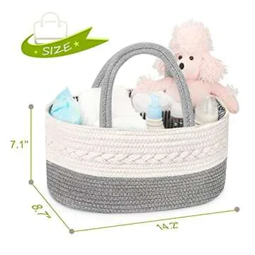 Maliton Diaper Caddy Organizer for Baby Boy- Cotton Rope for Changing Table, Nursery Storage, Newborn Baby Must Have Items