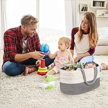 Maliton Diaper Caddy Organizer for Baby Boy- Cotton Rope for Changing Table, Nursery Storage, Newborn Baby Must Have Items