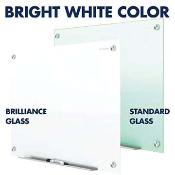Quartet Magnetic Glass Dry Erase White Board, 96" x 48" Whiteboard, Frameless, Brilliance White High Contrast White Glass (G29648W)