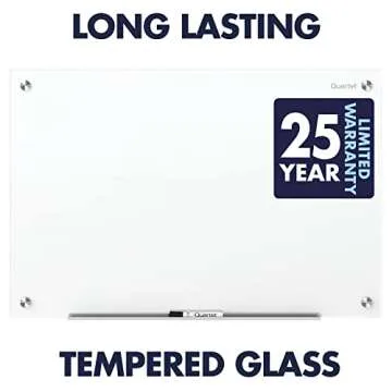 Quartet Magnetic Glass Dry Erase White Board, 96" x 48" Whiteboard, Frameless, Brilliance White High Contrast White Glass (G29648W)