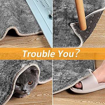 [12 Pack] Rug Pad Gripper, Double Sided Non-Slip Rug Pads Rug Tape Stickers Washable Area Rug Pad Ca...