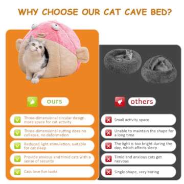 Cozy Cat Bed - Plush Cave Design with Removable Pillow
