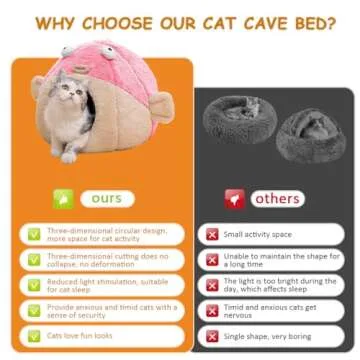 Cozy Cat Bed - Plush Cave Design with Removable Pillow